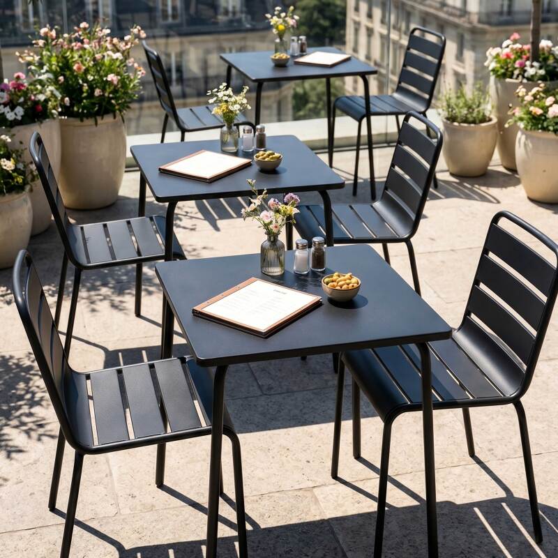 Table de restaurant carré en métal 2 à 4 personnes 70x70 cm (6/7)