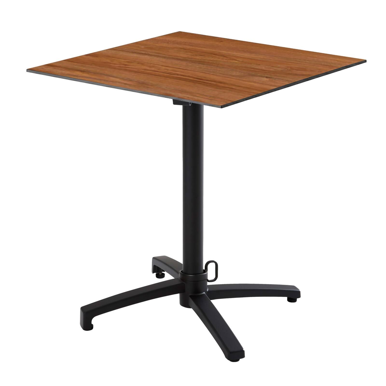 Table de terrasse de restaurant bistrot carrée inclinable en aluminium noir 4 personnes 60x60 cm