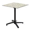Table de terrasse de restaurant bistrot carrée inclinable en aluminium noir 4 personnes 60x60 cm