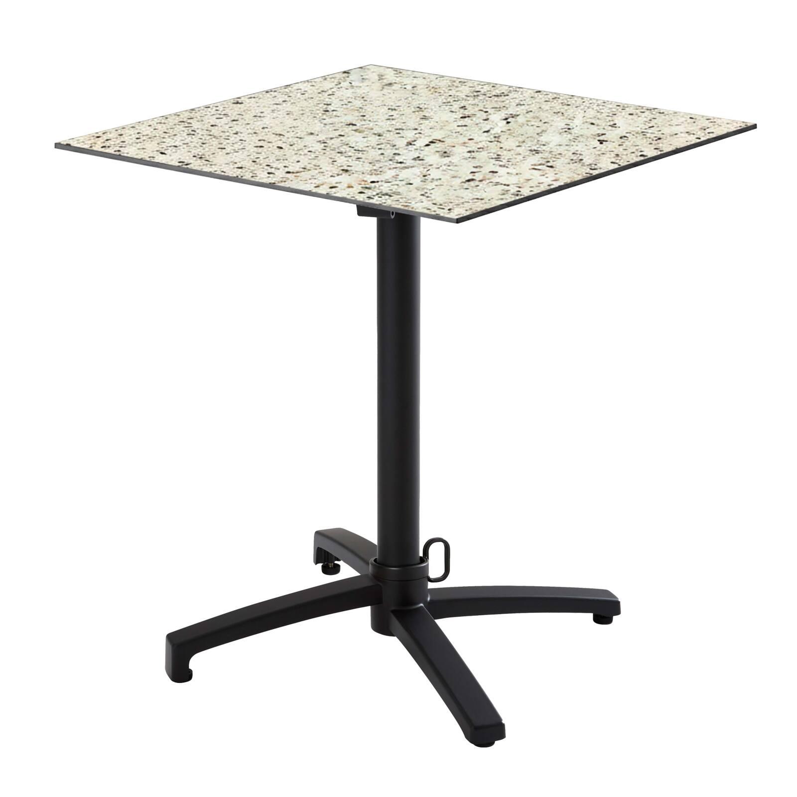 Table de terrasse de restaurant bistrot carrée inclinable en aluminium noir 4 personnes 60x60 cm