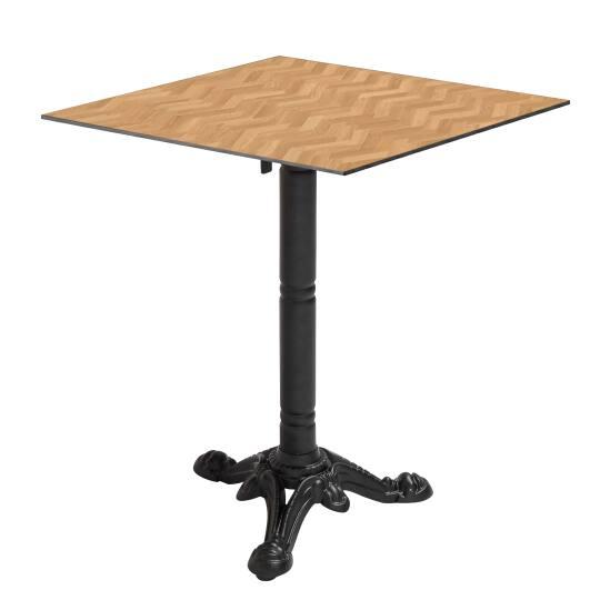 Table de terrasse de restaurant bistrot carrée inclinable en métal et aluminium noir 4 personnes 60x60 cm