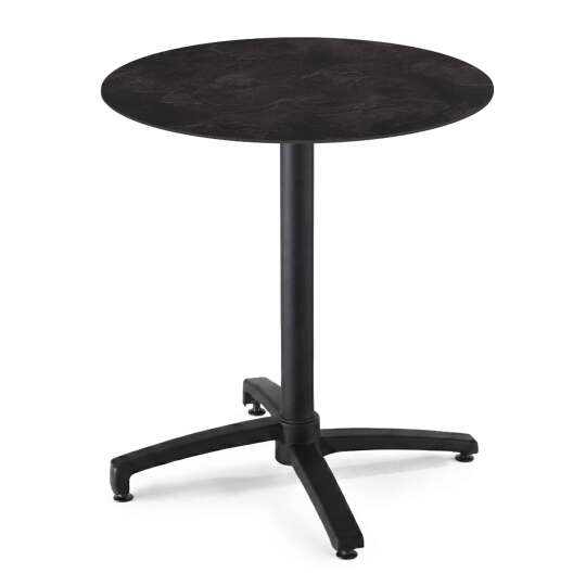 Table de terrasse de restaurant bistrot ronde inclinable en aluminium noir et HPL 4 personnes Ø70 cm | Mobeventpro