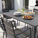 Table de terrasse en métal 180x90 cm et 8 chaises avec accoudoirs