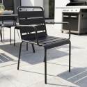 Table de terrasse en métal 180x90 cm et 8 chaises avec accoudoirs