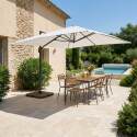 Parasol déporté professionnel 4x3 m rectangulaire inclinable 240g/m² rotatif 360° et 4 dalles à lester remplissables