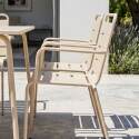 Table de terrasse carrée en métal 120x120 cm et 8 chaises avec accoudoirs
