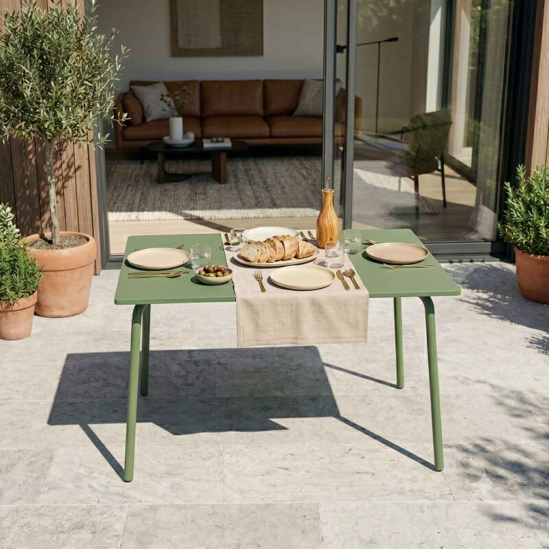 Table de restaurant en métal 6 personnes 120x70 cm