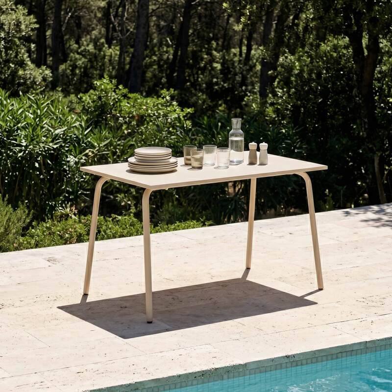 Table de restaurant en métal 6 personnes 120x70 cm