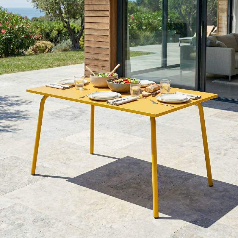 Table de restaurant en métal 6 personnes 120x70 cm