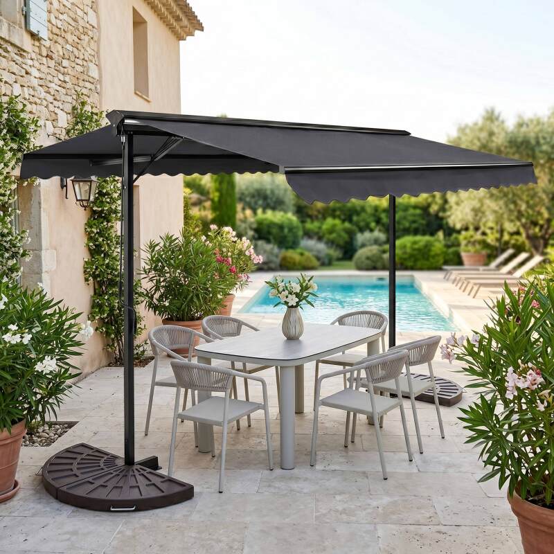 Ensemble store double pente 3x4m et 4 dalles lestées
