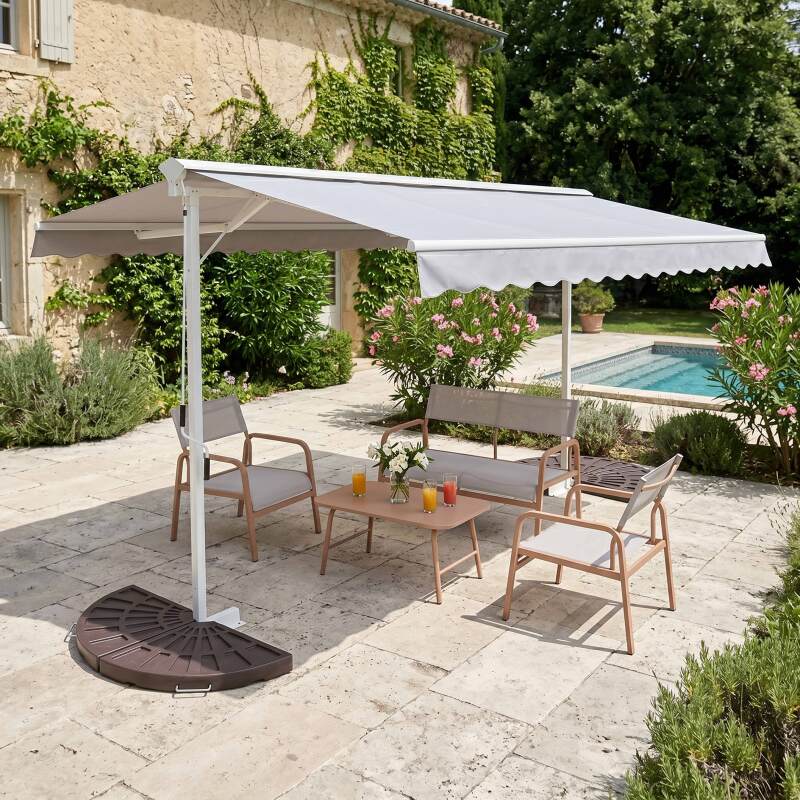 Ensemble store double pente 3x4m et 4 dalles lestées