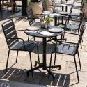 Table de terrasse bistrot ronde inclinable en métal avec pied encastrable 70x70 cm et 2 chaises avec accoudoirs