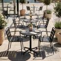 Table de terrasse bistrot ronde inclinable en métal avec pied encastrable 70x70 cm et 2 chaises avec accoudoirs