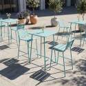 Table haute de terrasse bistrot carrée en métal 70x70 cm et 2 chaises hautes