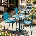 Table de terrasse bistrot ronde inclinable en métal avec pied encastrable 70x70 cm et 2 chaises avec accoudoirs