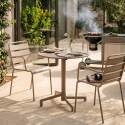 Table de terrasse bistrot ronde inclinable en métal avec pied encastrable 70x70 cm et 2 chaises avec accoudoirs