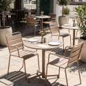 Table de terrasse bistrot ronde inclinable en métal avec pied encastrable 70x70 cm et 2 chaises avec accoudoirs