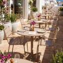 Table de terrasse bistrot ronde inclinable en métal avec pied encastrable 70x70 cm et 2 chaises avec accoudoirs