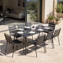 Ensemble table rectangulaire 180 cm et 8 chaises en métal