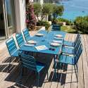 Ensemble table rectangulaire 180 cm et 8 chaises en métal