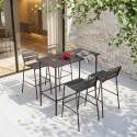 Table haute de terrasse en métal 120x60 cm et 4 chaises hautes