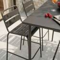 Table haute de terrasse en métal 120x60 cm et 4 chaises hautes