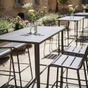 Table haute de terrasse en métal 120x60 cm et 4 chaises hautes