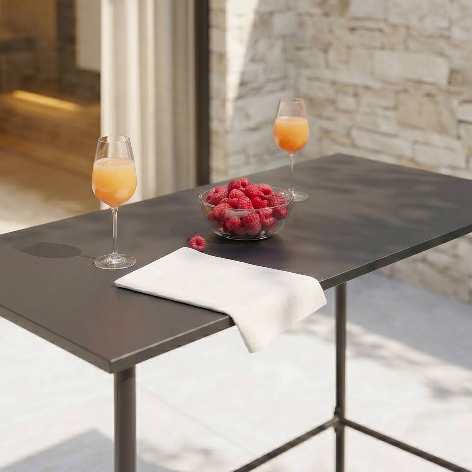 Table haute de terrasse de restaurant  120x60x105 cm en métal