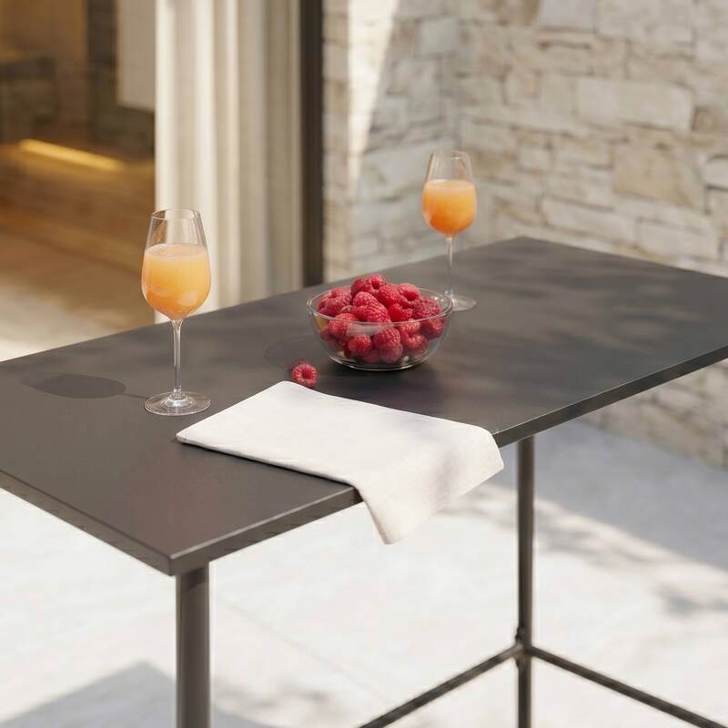 Table haute de terrasse de restaurant  120x60x105 cm en métal (4/6)