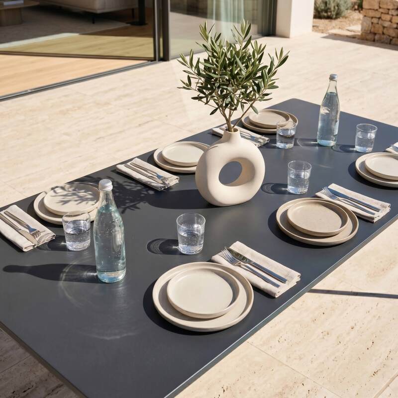 Table de restaurant en métal 8 personnes 180x90 cm (2/8)