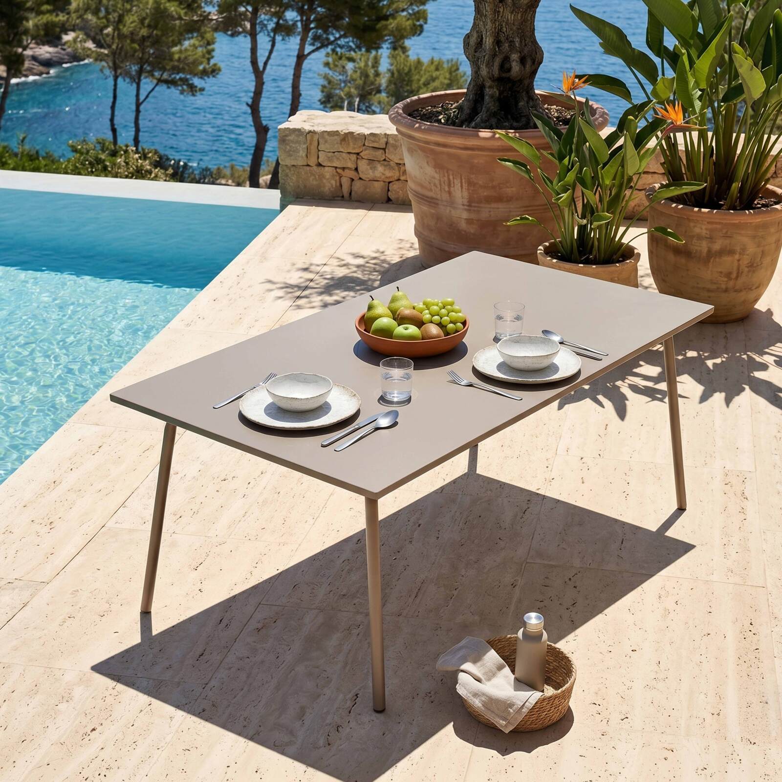 Table de restaurant en métal 8 personnes 180x90 cm