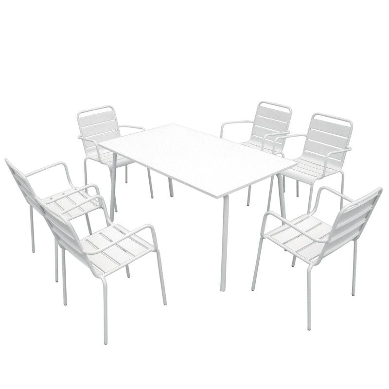 Salon de jardin 6 places et fauteuils blanc - Mobilier CHR PALAVAS Salon de jardin 6 places et fauteuils blanc - Mobilier CHR PALAVAS