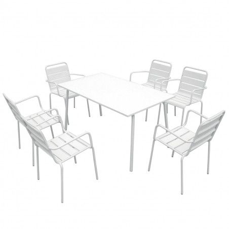 Salon de jardin 6 places et fauteuils blanc - Mobilier CHR PALAVAS