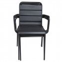fauteuils de terrasse en métal gris empilable