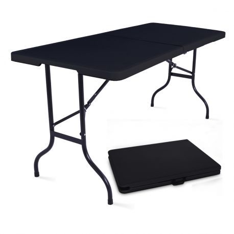 table pliante en plastique noir forme valise