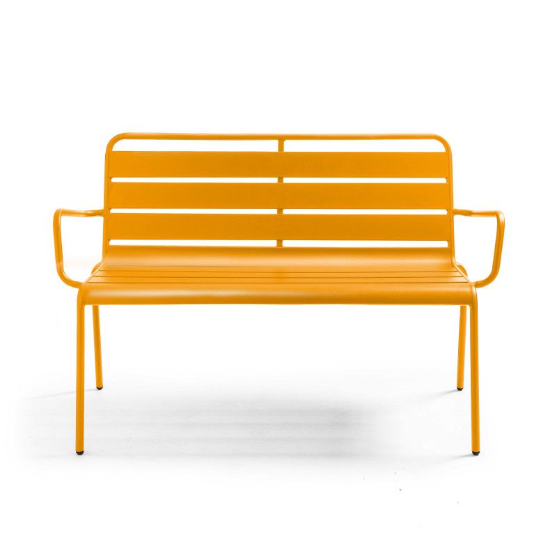 Banc métal de jardin jaune