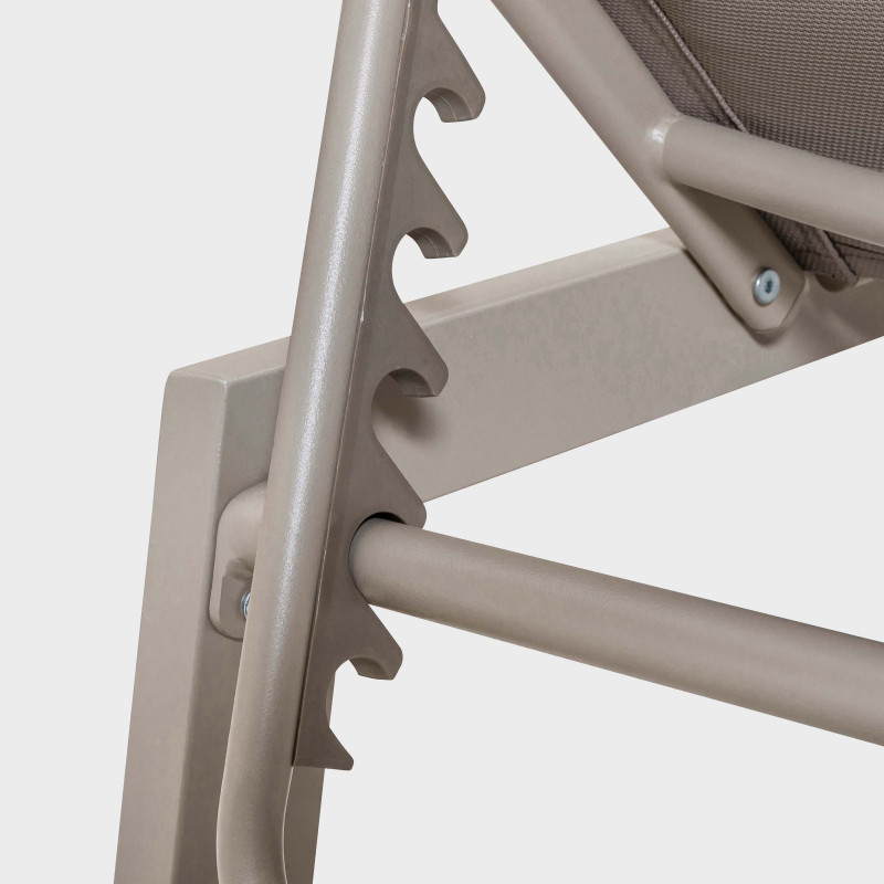 Zoom dossier Lot de 2 transats matelassés en aluminium taupe (4/6)