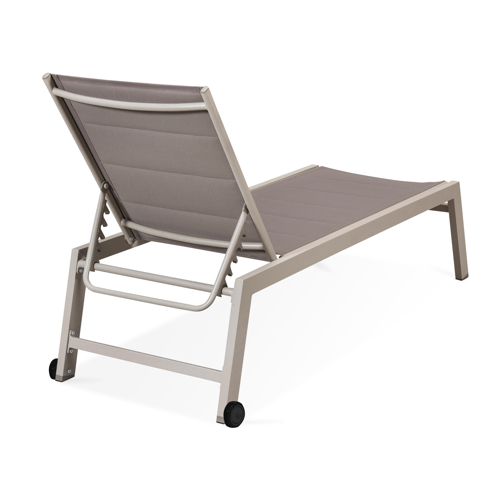 Lot de 2 bains de soleil matelassés en aluminium taupe