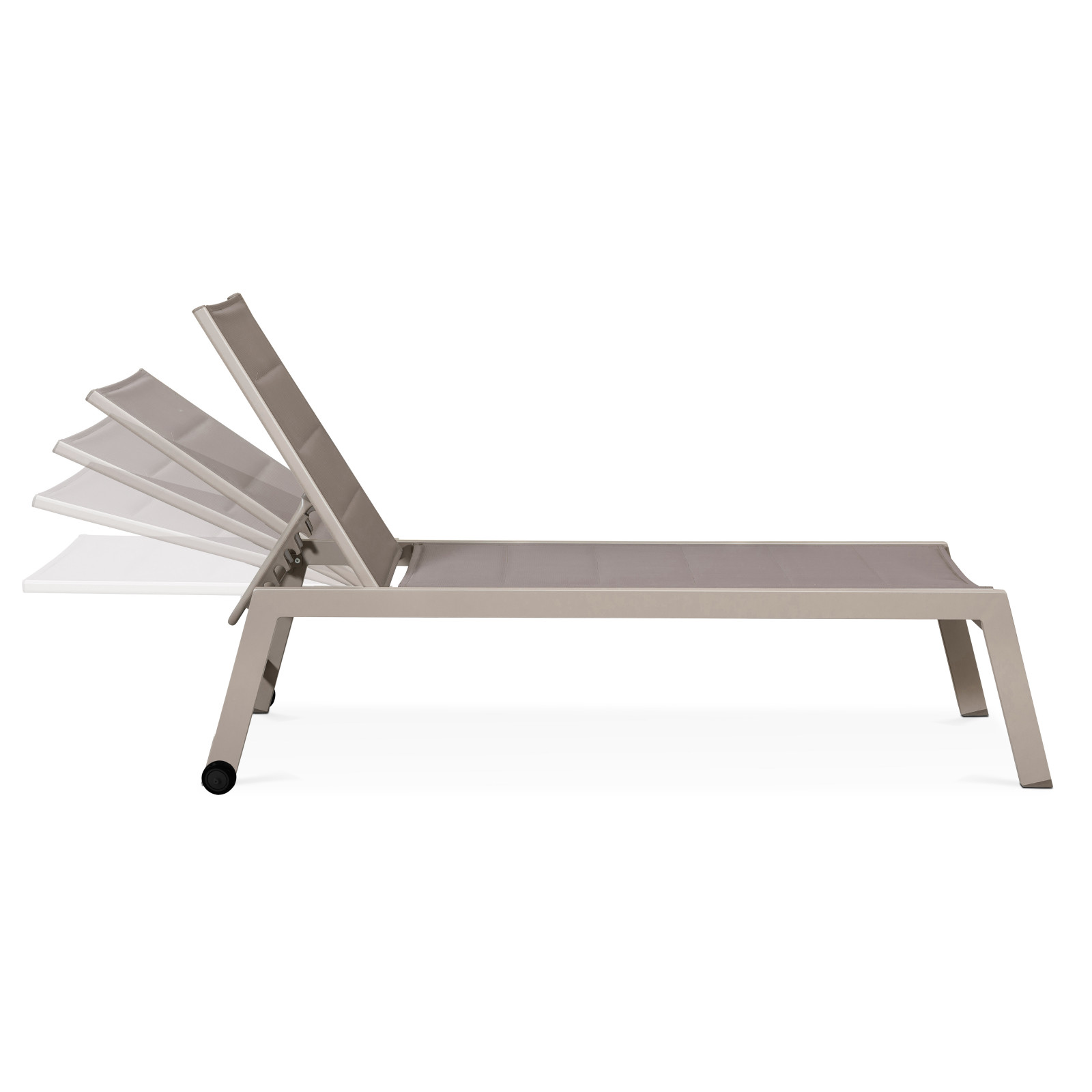 Lot de 2 transats matelassés en aluminium et textilène taupe