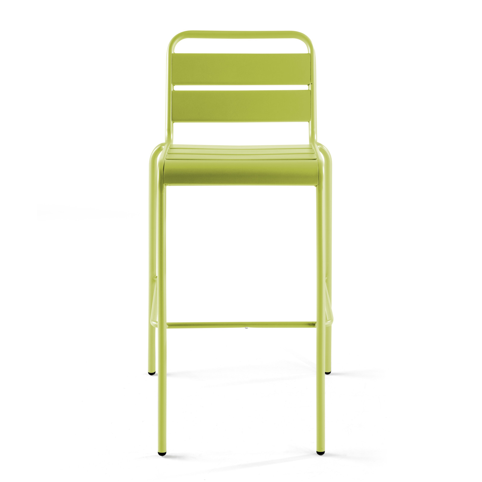 Chaise haute VERTE en métal avec dossier