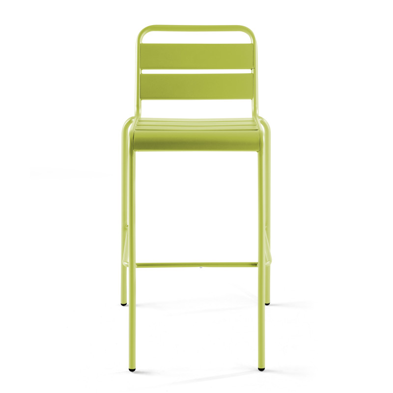 Chaise haute VERTE en métal avec dossier (4/5)