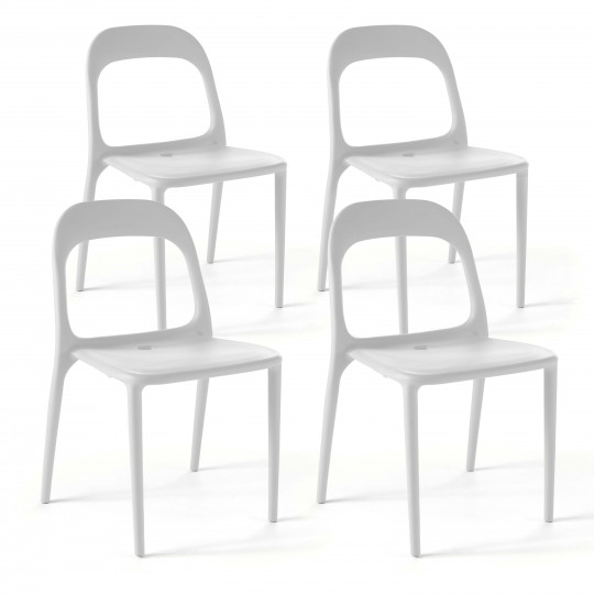 Chaises de terrasse de restaurant en polypropylène ajourée - Lot de 4 | Mobeventpro