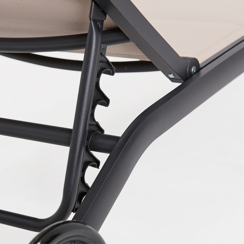 Lot de 2 bains de soleil sur roues en aluminium et textilène (4/6)