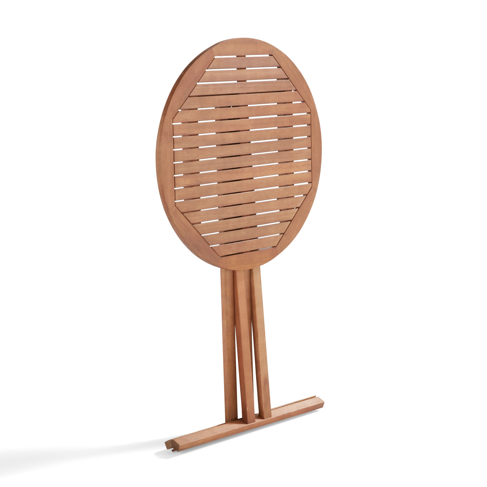 Ensemble mange debout pliant + 2 tabourets hauts en bois d'eucalyptus