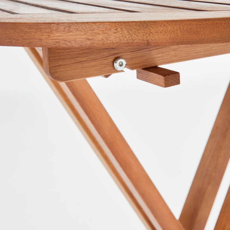 Ensemble mange debout pliant + 2 tabourets hauts en bois d'eucalyptus (6/7)