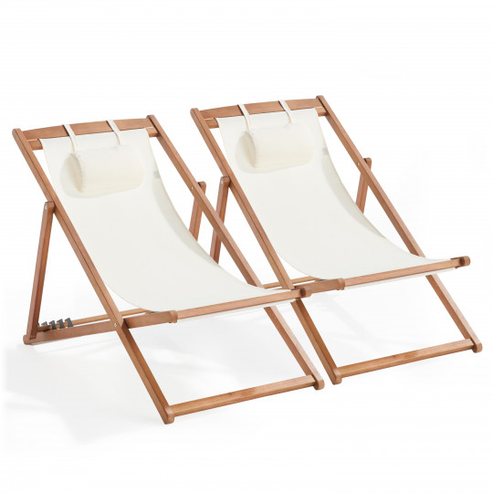 Lot de 2 chiliennes en eucalyptus inclinables