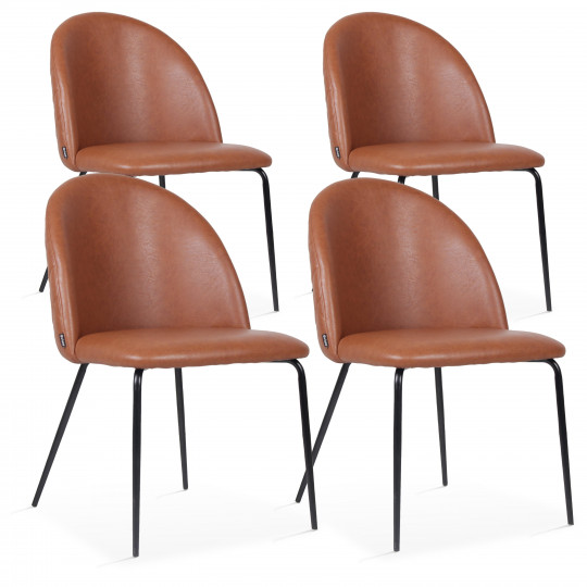 Chaises de restaurant effet cuir et métal - Lot de 4 | Mobeventpro
