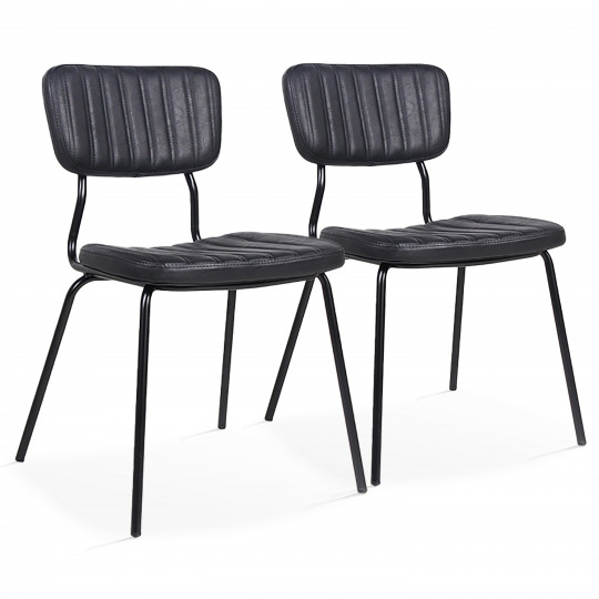 Chaises de restaurant effet cuir et métal - Lot de 2 | Mobeventpro