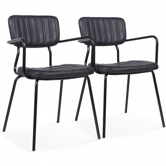 Lot de 2 chaises avec accoudoirs en cuir synthétique