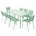 Ensemble table rectangulaire 180 cm + 8 chaises en métal